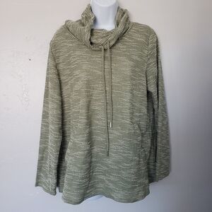 Carolyn Taylor NWOT Women's XL Green Cowl Neck Sweater Blouse Textured White Top